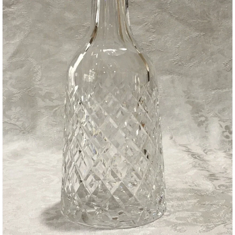 Vintage Crystal Decanter Bottle Diamond Cut Pattern Clear -No Stopper